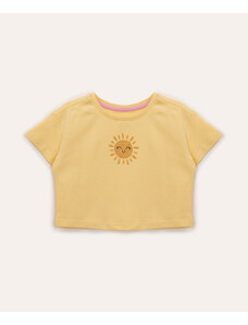 C&A camiseta infantil de algodão sol manga curta amarelo