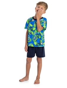 Quimby Pijama com Camiseta e Bermuda Menino Azul