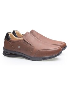 Sapato Casual Doctor Shoes com Bolha de Ar System Anti Impacto Couro 2139 Marrom