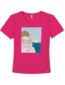 Cativa T-Shirt Estampada em Cotton Rosa