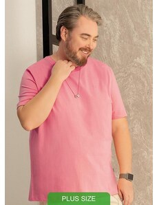 Exco Plus Size Camiseta Manga Curta Básica Rosa