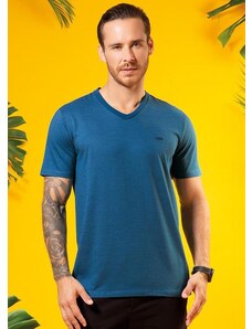 Habana Camiseta Básica Decote V Azul