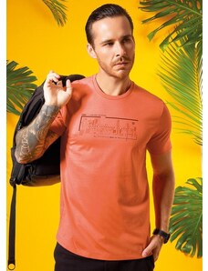 Habana Camiseta Manga Curta com Estampa Laranja