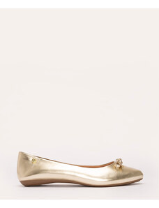 C&A sapatilha conforto com laço via uno dourado