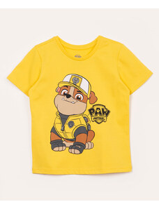 C&A camiseta de algodão infantil patrulha canina manga curta amarela