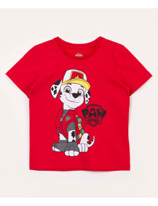 C&A camiseta de algodão infantil patrulha canina manga curta vermelho