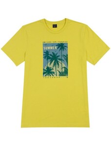 Habana Camiseta em Meia Malha Penteada Amarelo