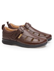 Sandália Doctor Shoes Prevent Couro 3059 Marrom
