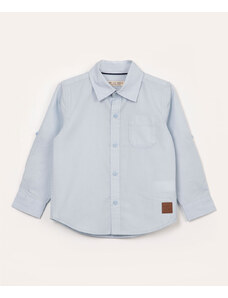 C&A camisa infantil de algodão manga longa com bolso azul claro