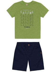 Trick Nick Conjunto Infantil Camiseta e Bermuda Verde