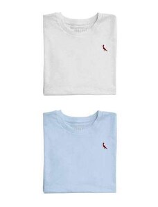 Kit 2 Camisetas Brasa Reserva Mini Branco/Azul