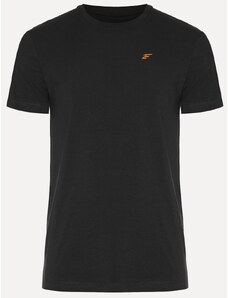 Camiseta Ellus Masculina Cotton Fine Basic Orange Logo Preta