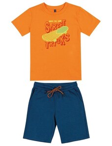 Cativa Kids Conjunto Infantil Camiseta e Bermuda Laranja