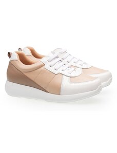 Tênis Doctor Shoes Couro 1403 (Elástico) Branco/Rosê/Fendy