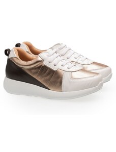 Tênis Doctor Shoes Couro 1403 (Elástico) Branco/Prata Velho/Preto