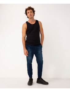 C&A calça jeans jogger slim com bolsos azul escuro