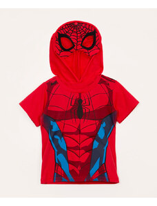 C&A camiseta de algodão infantil homem aranha com capuz mascara vermelha