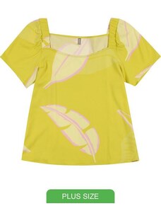 Cativa Plus Size Blusa em Tecido Flex Estampada Amarelo