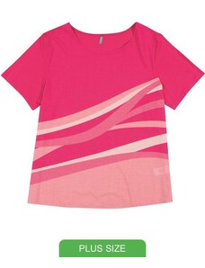 Cativa Plus Size Blusa Manga Curta Estampada Rosa
