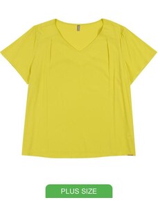 Cativa Plus Size Blusa Básica com Decote V Amarelo