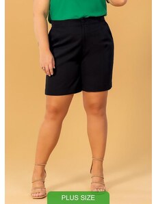 Cativa Plus Size Shorts em Tecido Alfaiataria Preto