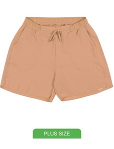 Cativa Plus Size Shorts Feminino em Tecido Marrom