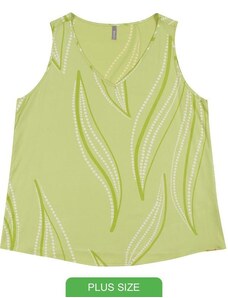 Cativa Plus Size Blusa em Tecido Flex Estampada Verde