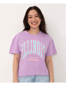 C&A blusa juvenil com glitter manga curta lilás
