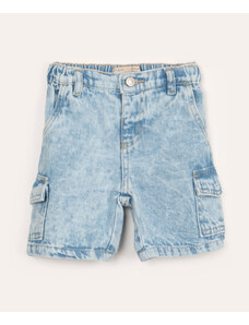 C&A short jeans cargo infantil azul médio