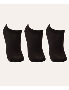 C&A kit de 3 pares de meias cano baixo preto