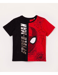 C&A camiseta de algodão infantil homem aranha manga curta preta