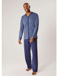 Hering Pijama Longo Masculino com Botoes Azul