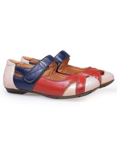 Sapatilha Doctor Shoes Couro 1298 Off White/Framboesa/Petróleo