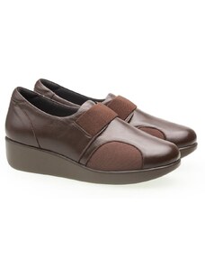 Sapato Anabela Doctor Shoes Couro 7805 Marrom