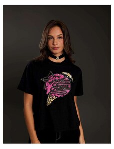 T-Shirt Zinzane Feminino Silk Gold Times - Preto Preto