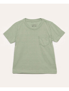 C&A camiseta de algodão infantil com bolso manga curta verde claro