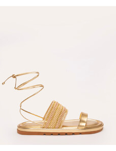 C&A sandália flatform metalizada ouro