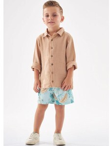 Up Baby Conjunto Infantil Camisa e Bermuda Marrom