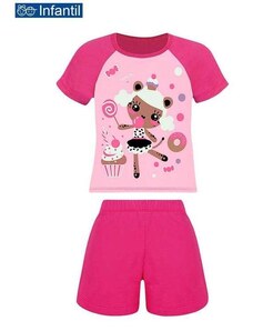 Pijama Infantil Menina Curto Lupo 22338-001 5250-Rosa-Chiclete