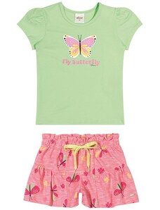 Elian Conjunto Infantil Menina Fly Butterfly Verde