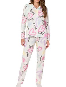 Pijama Feminino Longo com Abertura Espaço Pijama 41304 Off-White-