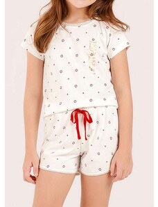 Pijama Infantil Menina Curto Cor com Amor 67629 Off-White-