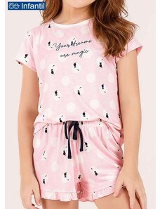 Pijama Infantil Menina Curto Cor com Amor 67640 Rosa