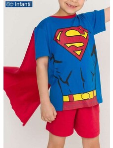 Warner Bros Pijama Infantil Menino Curto Super Homem 52.39.0002 Azul-Vermelho