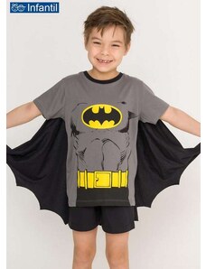Warner Bros Pijama Infantil Menino Curto Batman 52.39.0001 Chumbo-Preto