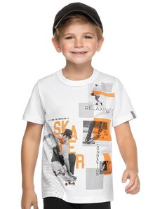Elian Camiseta Infantil Menino Estampada Skater Branco