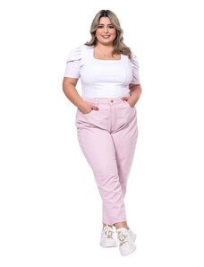 Razon Jeans Calça Feminina Plus Size Mom 46 Ao 54 - Razon - 1068 Rosa
