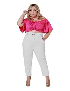 Razon Jeans Calça Feminina Plus Size Mom 46 Ao 54 - Razon - 0992 Off-White