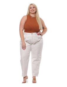 Razon Jeans Calça Feminina Plus Size Mom 46 Ao 54 - Razon - 1285 Branco