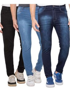 Kit 3 Calças Masculinas Skinny 2 Jeans 1 Sarja Allmaria Multi